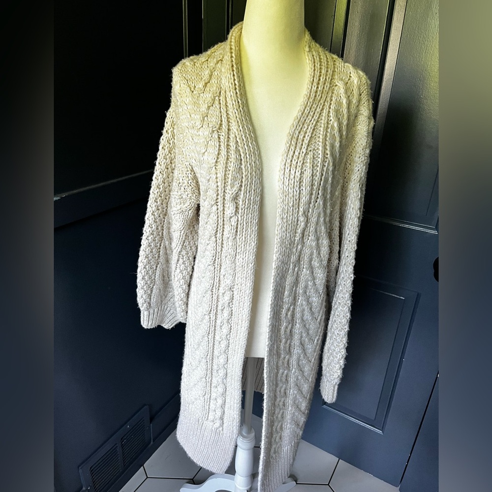 Topshop Cream Cable Knit Cardigan